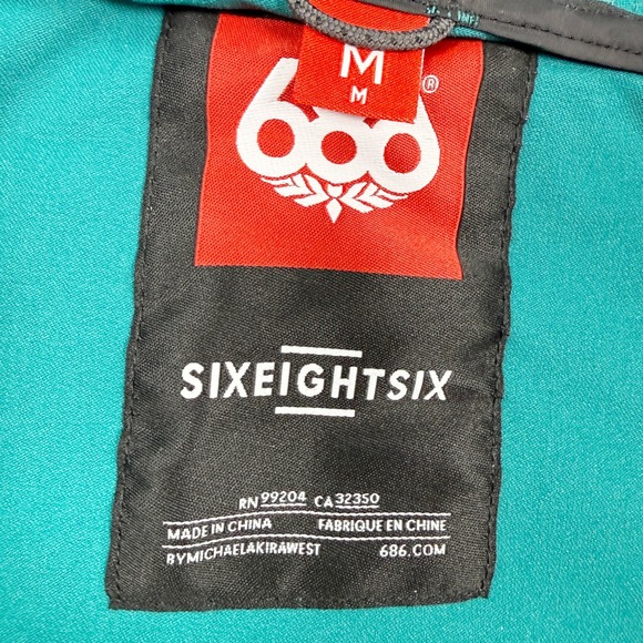 686 Unix Hooded Jacket Size M Mens Deep Lake Blue KCR915, NEW - Picture 4 of 12